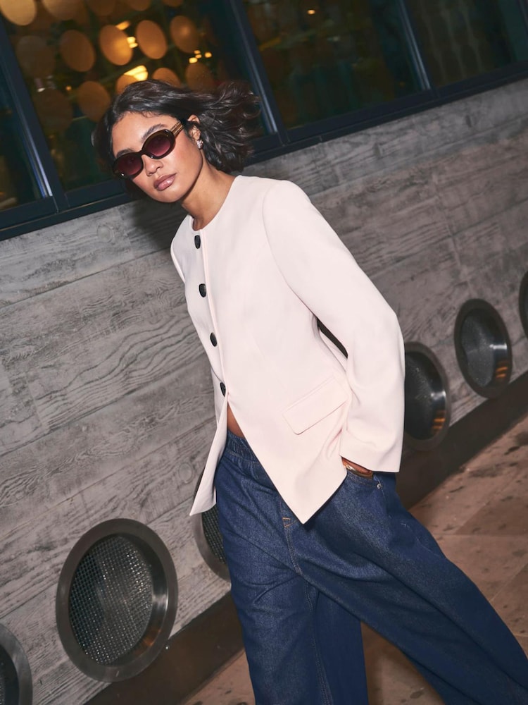 River Island Pink Scoop Neck Blazer - Image 2 of 5