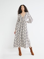 River Island Black V-Neck Printed Maxi Dress - Image 1 of 5