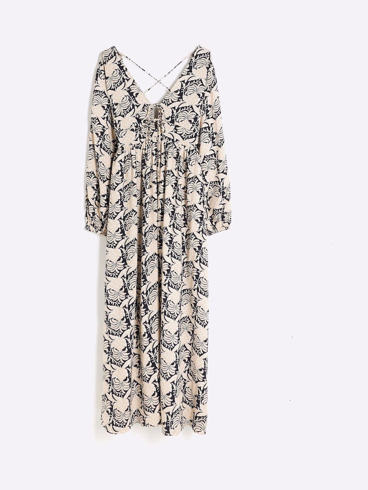 River Island Black V-Neck Printed Maxi Dress - Image 4 of 5