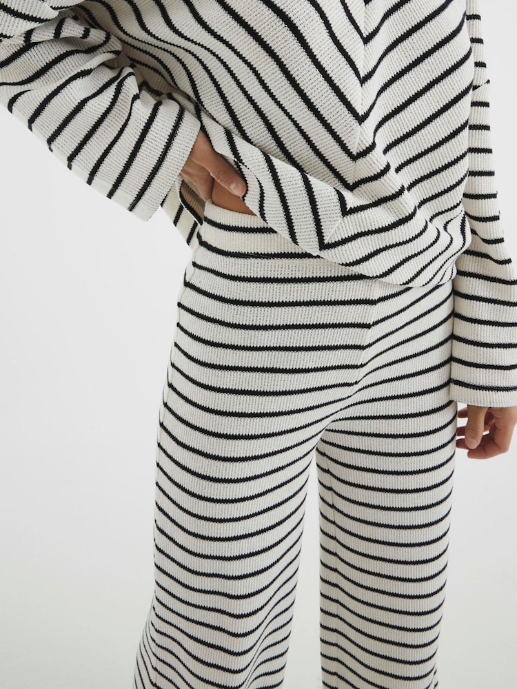 River Island Cream Petite Stripe Textured Trousers - Image 3 of 5