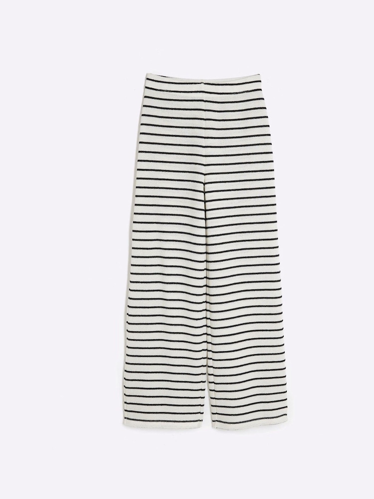 River Island Cream Petite Stripe Textured Trousers - Image 4 of 5