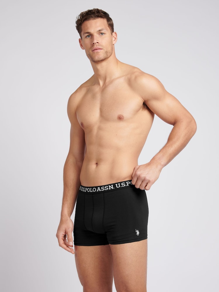 U.S. Polo Assn. Black Mens Boxer Shorts 3 Pack - Image 5 of 7