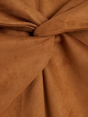 River Island Brown Suede Twist Front Midi Skirt - Image 6 of 6