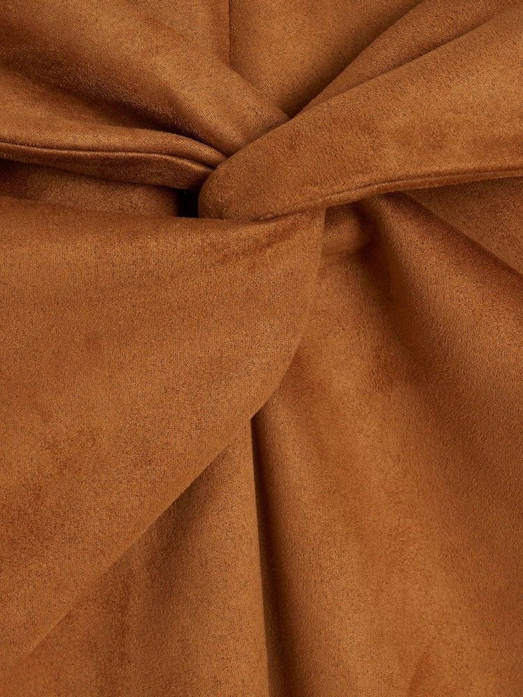 River Island Brown Suede Twist Front Midi Skirt - Image 6 of 6