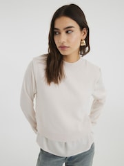 River Island Brown Satin Hybrid Jumper - Image 1 of 5