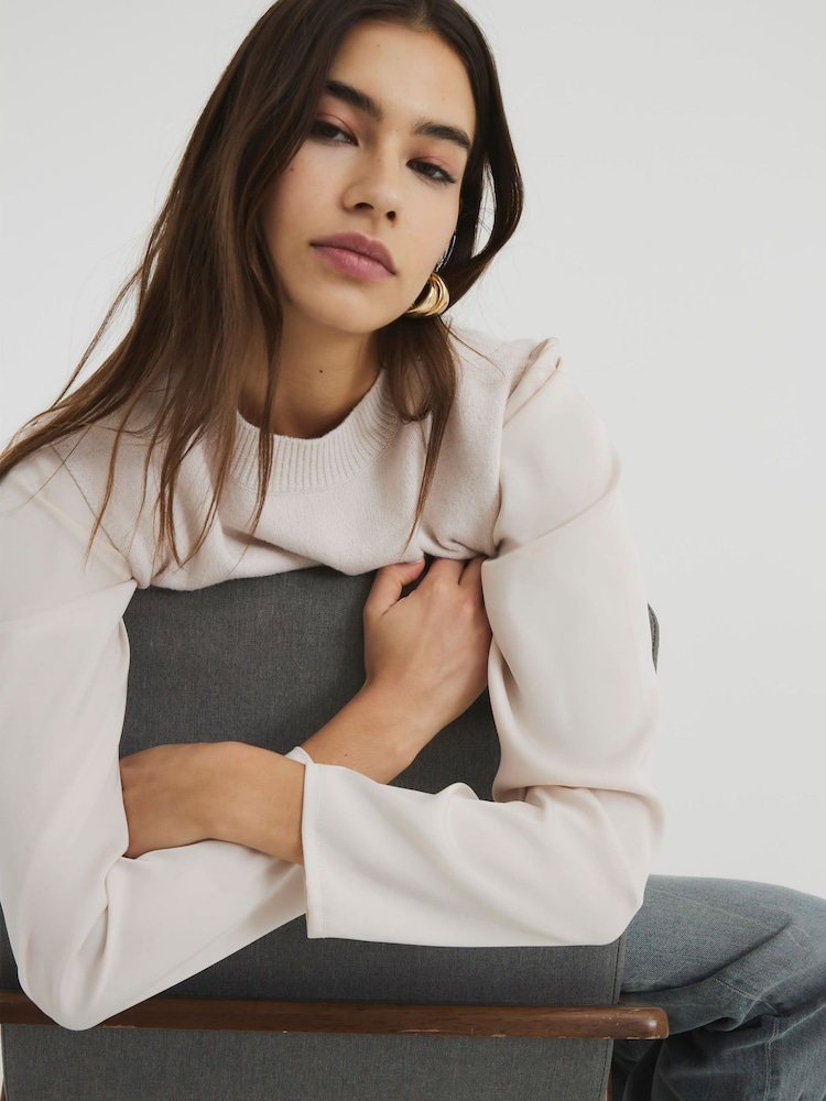 River Island Brown Satin Hybrid Jumper - Image 2 of 5