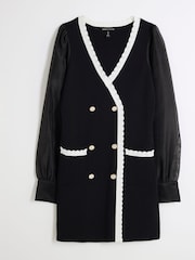 River Island Black Button Waistcoat Mini Dress - Image 4 of 5