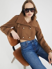 River Island Brown Cropped Military Jacket - Image 1 of 5