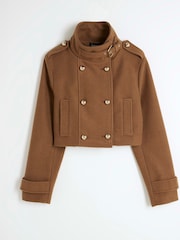River Island Brown Cropped Military Jacket - Image 4 of 5