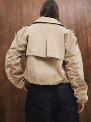 River Island Brown Cropped Bubble Hem Trench Coat - Image 2 of 5