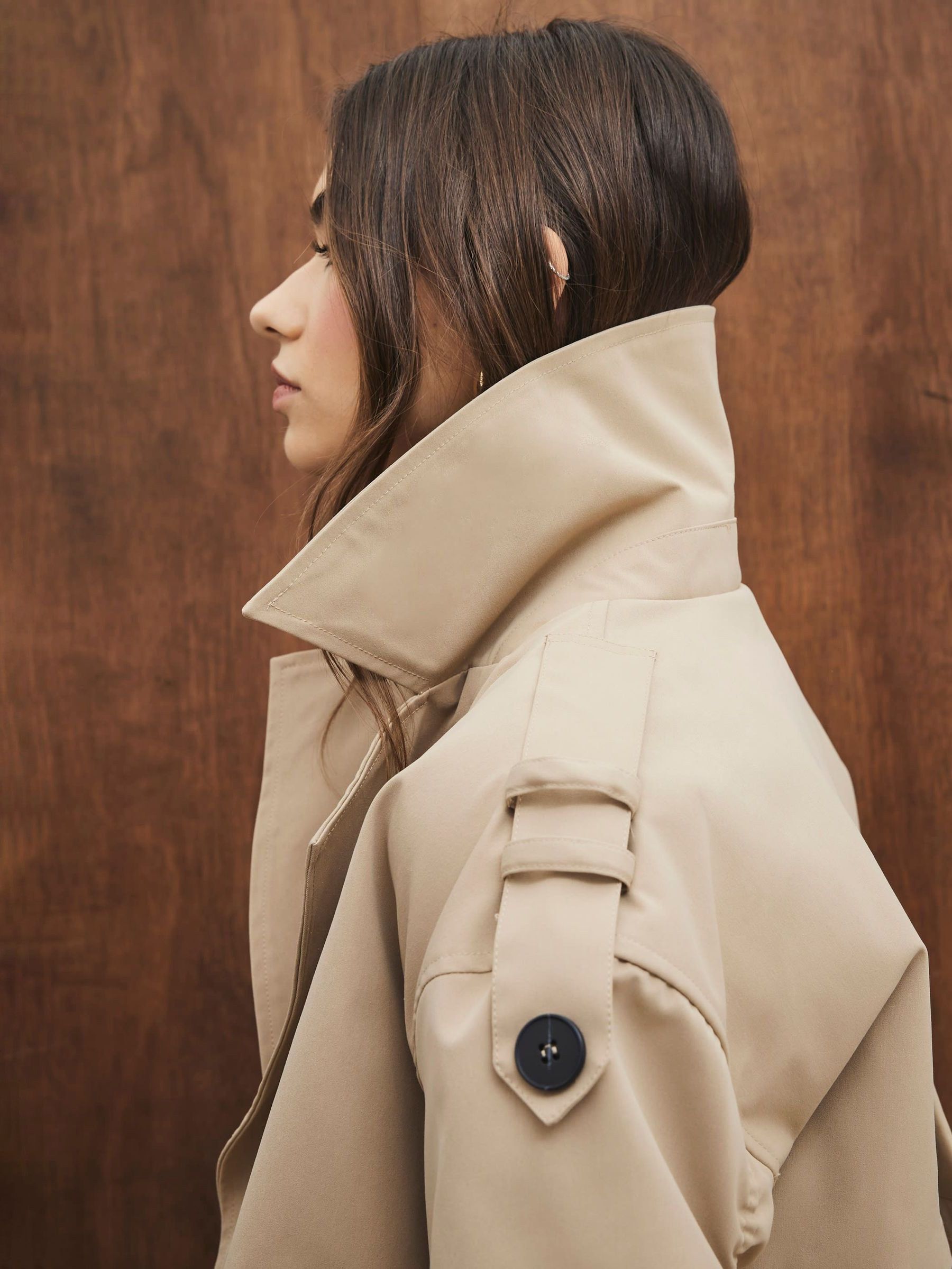 Buy River Island Brown Cropped Bubble Hem Trench Coat from Next USA