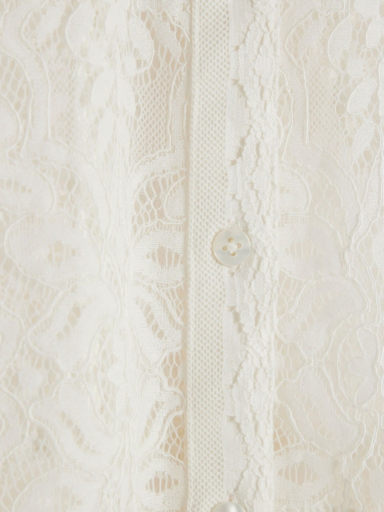 River Island Cream Button Front Lace Shirt - Image 5 of 5 River Island Cream Button Front Lace Shirt - Image 5 of 5