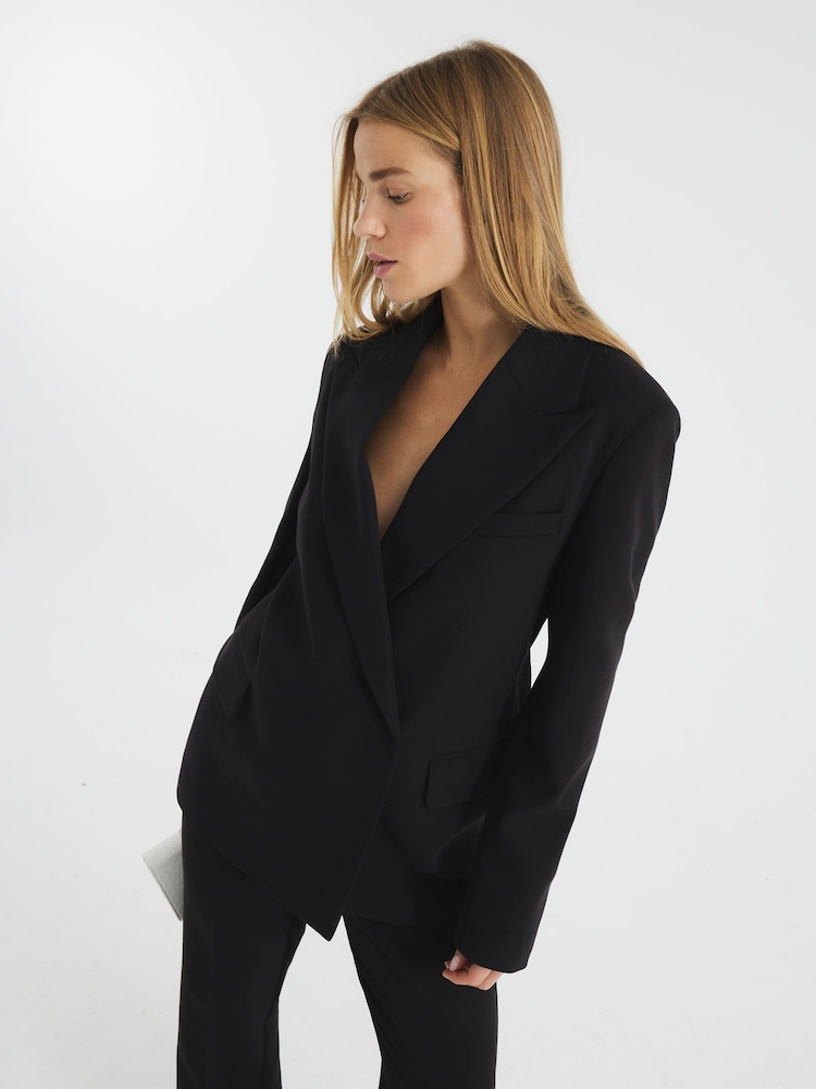 River Island Black Oversized Double Breasted Blazer - Image 1 of 5