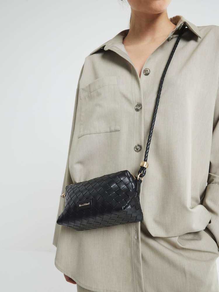 Черный - River Island Weave Cross-Body Bag - Image 4 of 4