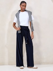 Azul marino - Lipsy Jersey Wide Leg Tie Trousers - Imagen 2 de 4