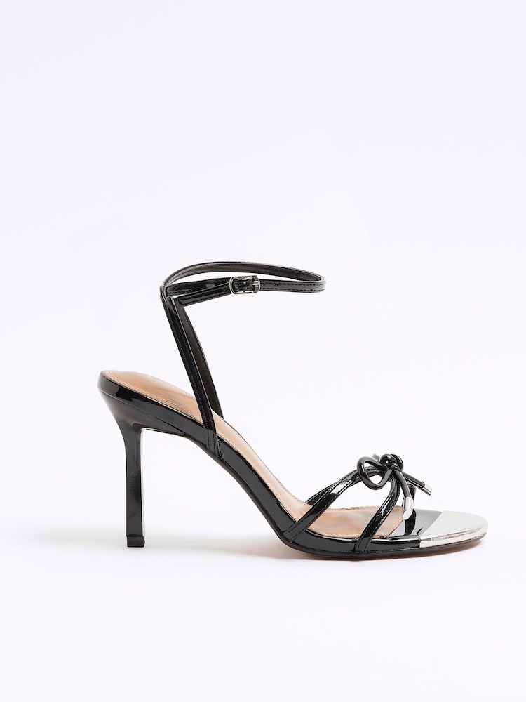 River Island Black Bow Heeled Sandals - Image 1 of 5
