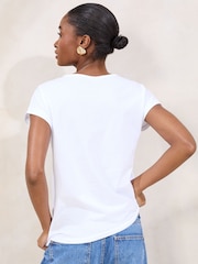 Lipsy White Sequin Lips Print T-Shirt - Image 3 of 4