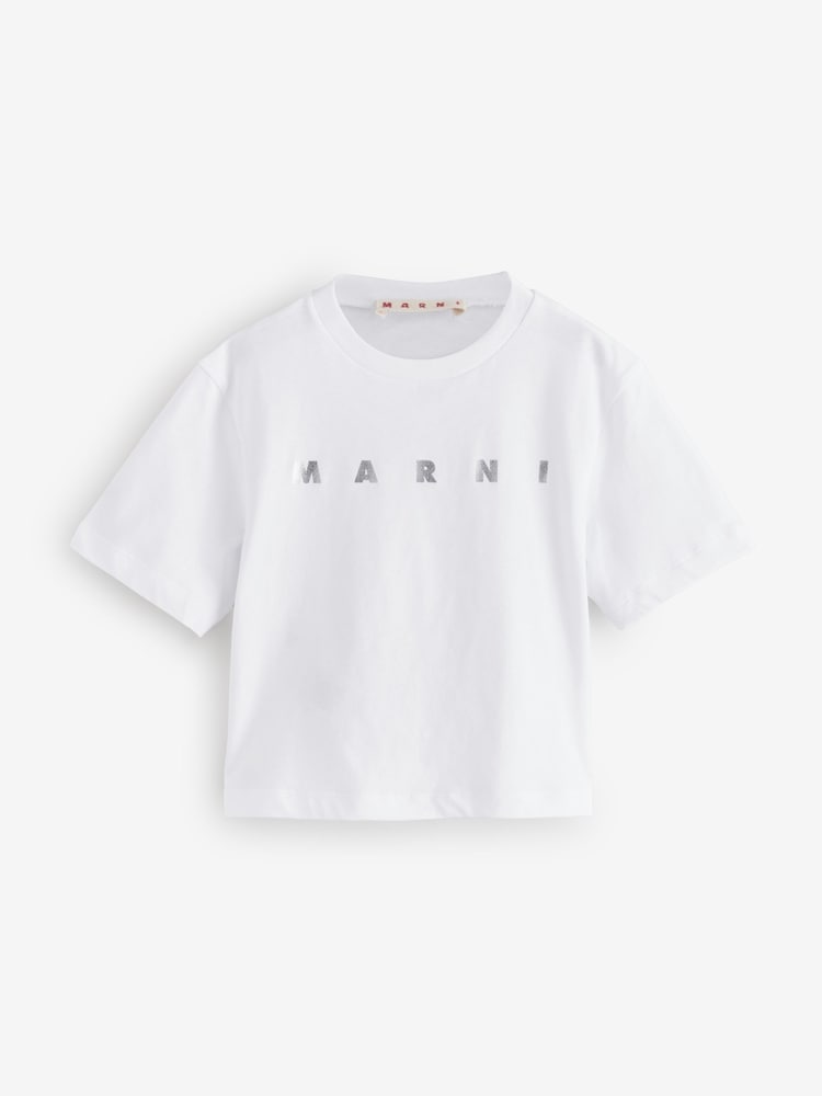 Marni Metalic Logo Cropped T-Shirt - Image 1 of 5
