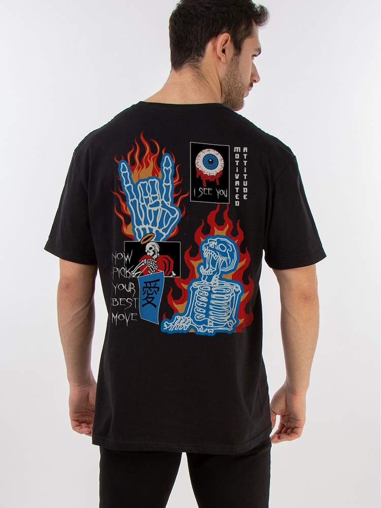 Brands In Black Mens Motivated Attitude 100% Cotton T-Shirt - Image 2 of 6