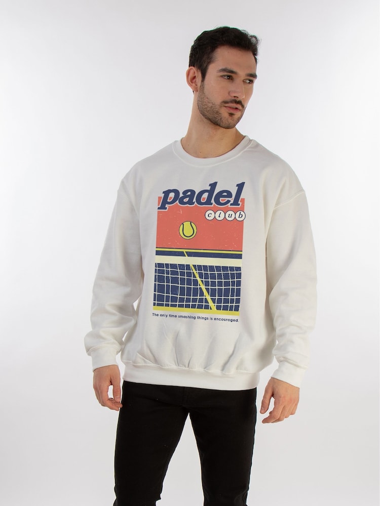 Brands In White Mens Padel Club Court Sweatshirt - Image 1 of 4