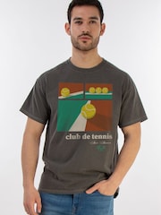 Brands In Grey Men Club De Tennis 100% Cotton T-Shirt - Image 1 of 4