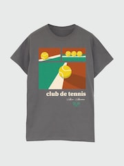 Brands In Grey Men Club De Tennis 100% Cotton T-Shirt - Image 3 of 4
