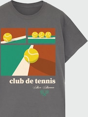 Brands In Grey Men Club De Tennis 100% Cotton T-Shirt - Image 4 of 4