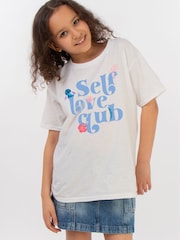 Brands In White Girls Disney Lilo & Stitch Self Love Club 100% Cotton T-Shirt - Image 1 of 4
