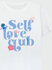 Brands In White Girls Disney Lilo & Stitch Self Love Club 100% Cotton T-Shirt - Image 4 of 4
