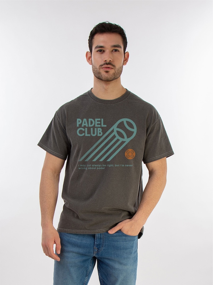 Brands In Grey Men Padel Club Never Wrong 100% Cotton T-Shirt - Image 1 of 4