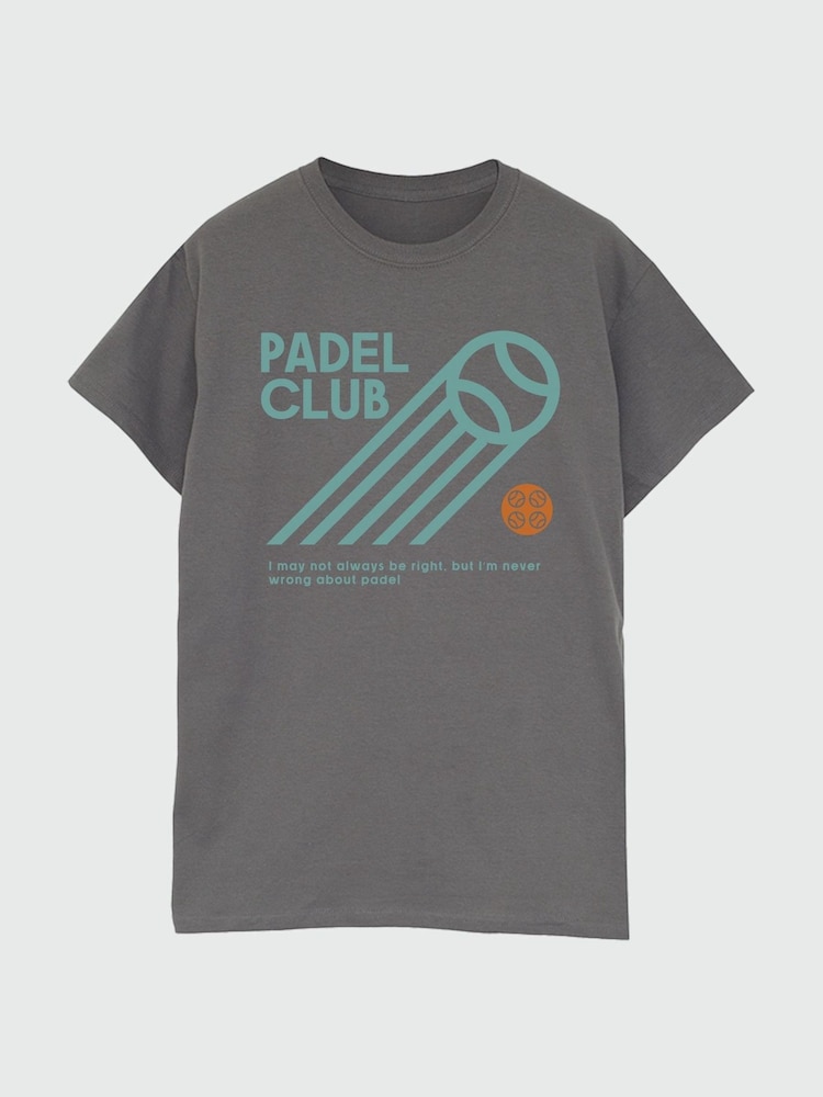 Brands In Grey Men Padel Club Never Wrong 100% Cotton T-Shirt - Image 3 of 4
