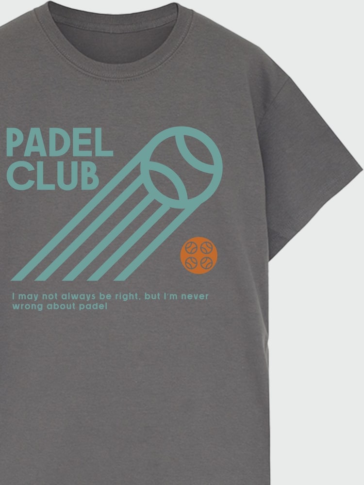 Brands In Grey Men Padel Club Never Wrong 100% Cotton T-Shirt - Image 4 of 4