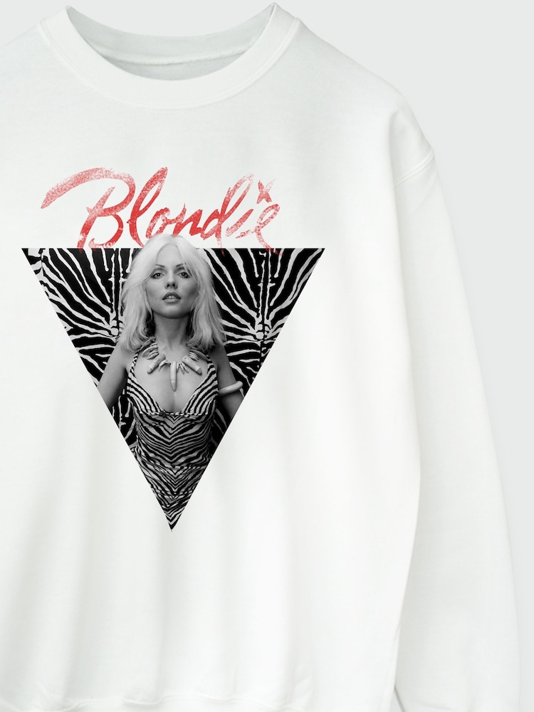 Brands In White Blondie Zebra Triangle Women Music Sweatshirt - Image 4 of 4