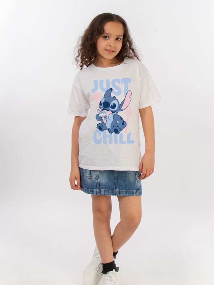 Brands In White Disney Lilo & Stitch Just Chill T-Shirt - Image 2 of 4