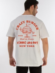 Brands In White Crazy Burger Mens 100% Cotton T-Shirt - Image 1 of 4