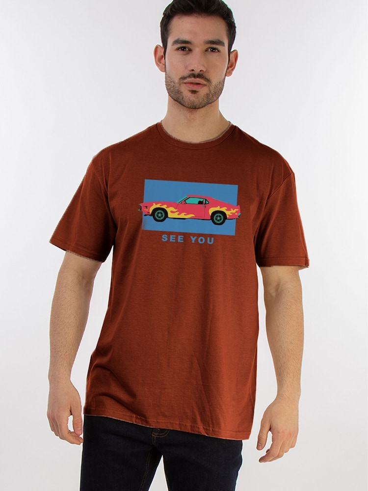 Brands In Brown Men Car See You 100% Cotton T-Shirt - Image 1 of 4