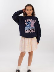Brands In Blue Girls Disney Lilo and Stitch Angel Sweatshirt - Image 2 of 4