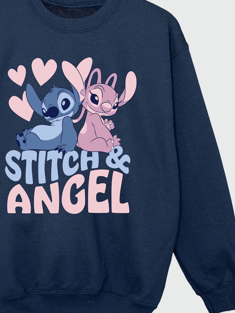 Brands In Blue Girls Disney Lilo and Stitch Angel Sweatshirt - Image 4 of 4