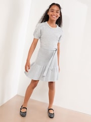 Lipsy Grey Embellished Short Sleeve Knit Dress (5-16yrs) - Image 2 of 4