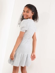 Lipsy Grey Embellished Short Sleeve Knit Dress (5-16yrs) - Image 3 of 4