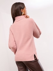 Rosa - Lipsy Cowl Neck Longline Cable Knitted Jumper - Imagen 2 de 4