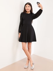 Lipsy Black 3D Sleeve Knit Dress (5-16yrs) - Image 3 of 4