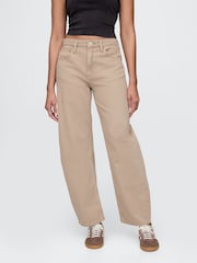 Gap Beige High Waisted Barrel Jeans - Image 1 of 8