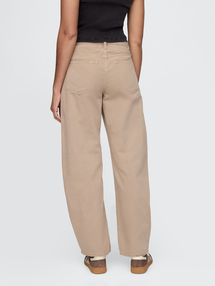 Gap Beige High Waisted Barrel Jeans - Image 2 of 8