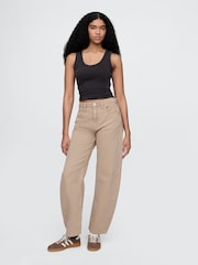 Gap Beige High Waisted Barrel Jeans - Image 4 of 8
