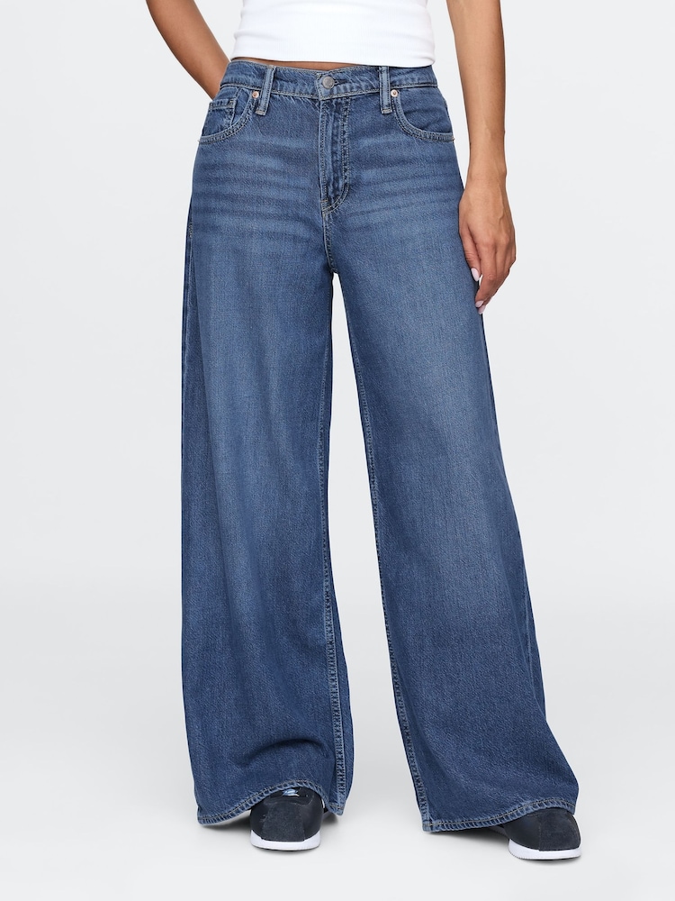 Gap Blue Mid Rise UltraSoft Baggy Jeans - Image 1 of 8