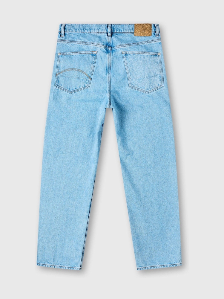 Pretty Green Blue 100% Cotton Parthian Laser Etched Paisley Jeans - Imagen 2 de 5