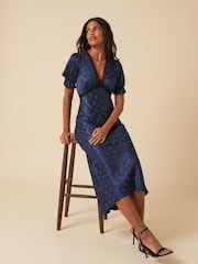 Nobodys Child Blue Plain Angela Midi Dress - Image 1 of 4