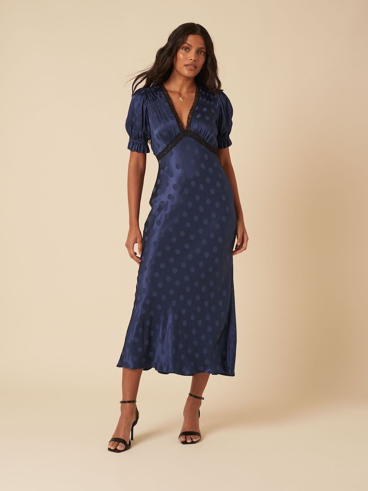 Nobodys Child Blue Plain Angela Midi Dress - Image 2 of 4 Nobodys Child Blue Plain Angela Midi Dress - Image 2 of 4