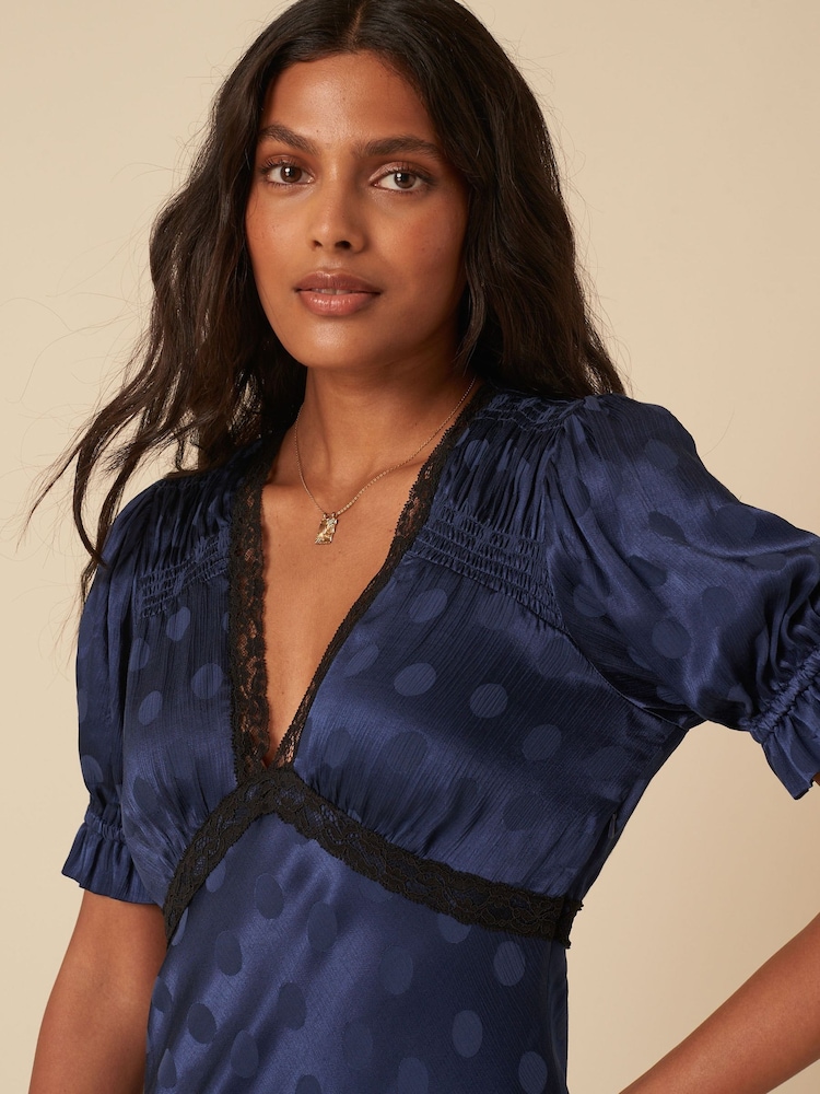 Nobodys Child Blue Plain Angela Midi Dress - Image 4 of 4